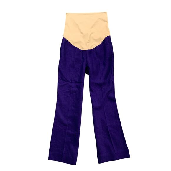 Ann Taylor Loft Pants Womens 2 M Violet Linen Maternity Wide Leg Stretch Tummy - Picture 1 of 11